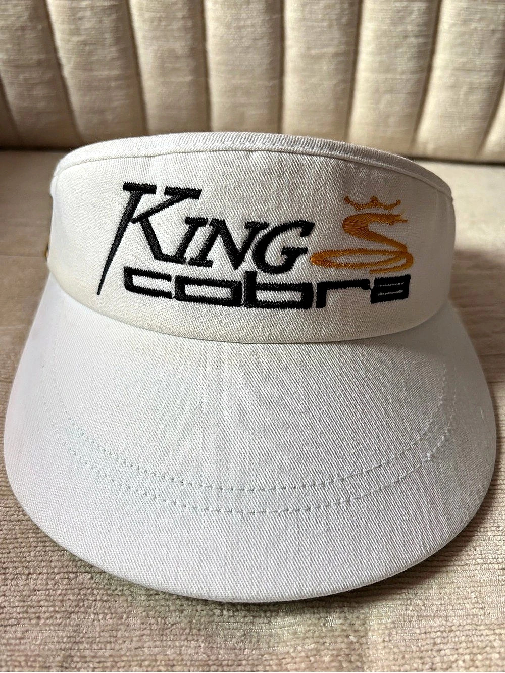 Vintage King Cobra Golf Visor Hat White Made In USA Ti Titanium Embroidered